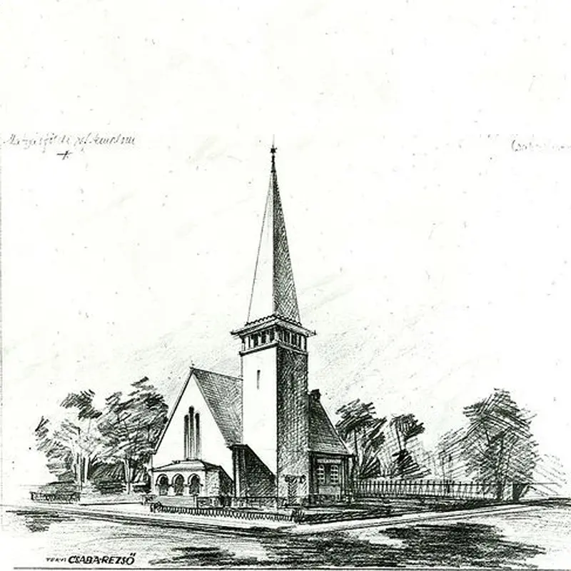 Csaba Rezső rajza a Mátyásföldi Református templomról